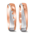 Partnerring 750/18K rood goud, 750/18K witgoud Diamant 0.045 ct, 3 Steen, tw-vsi