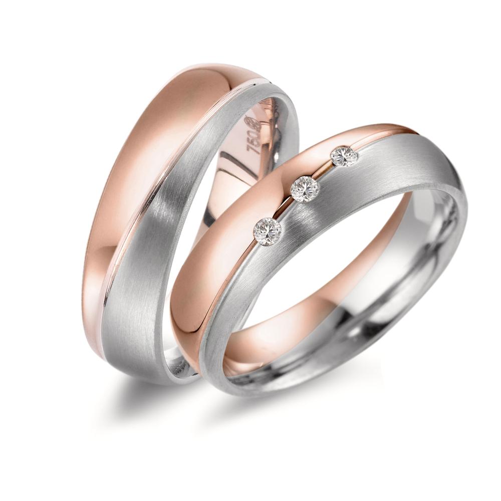 Partnerring 750/18K rood goud, 750/18K witgoud