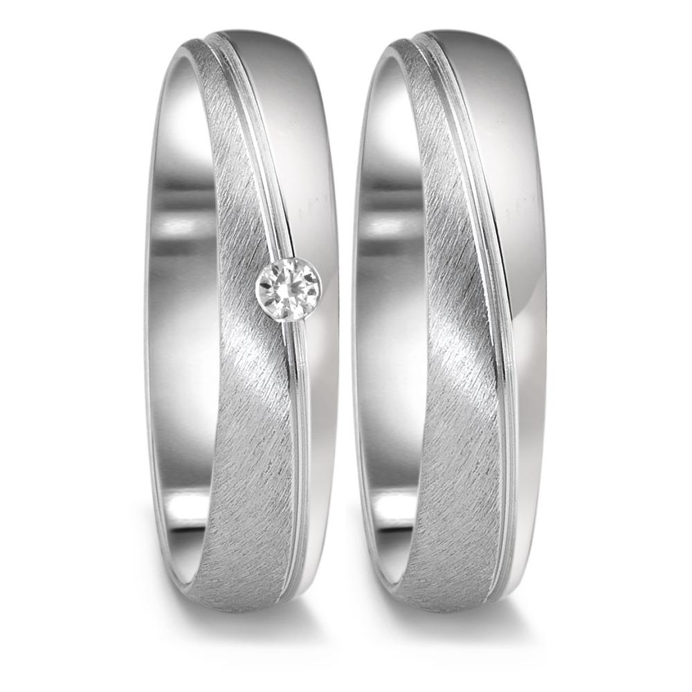 Partnerring 750/18K witgoud Diamant 0.04 ct, tw-vsi