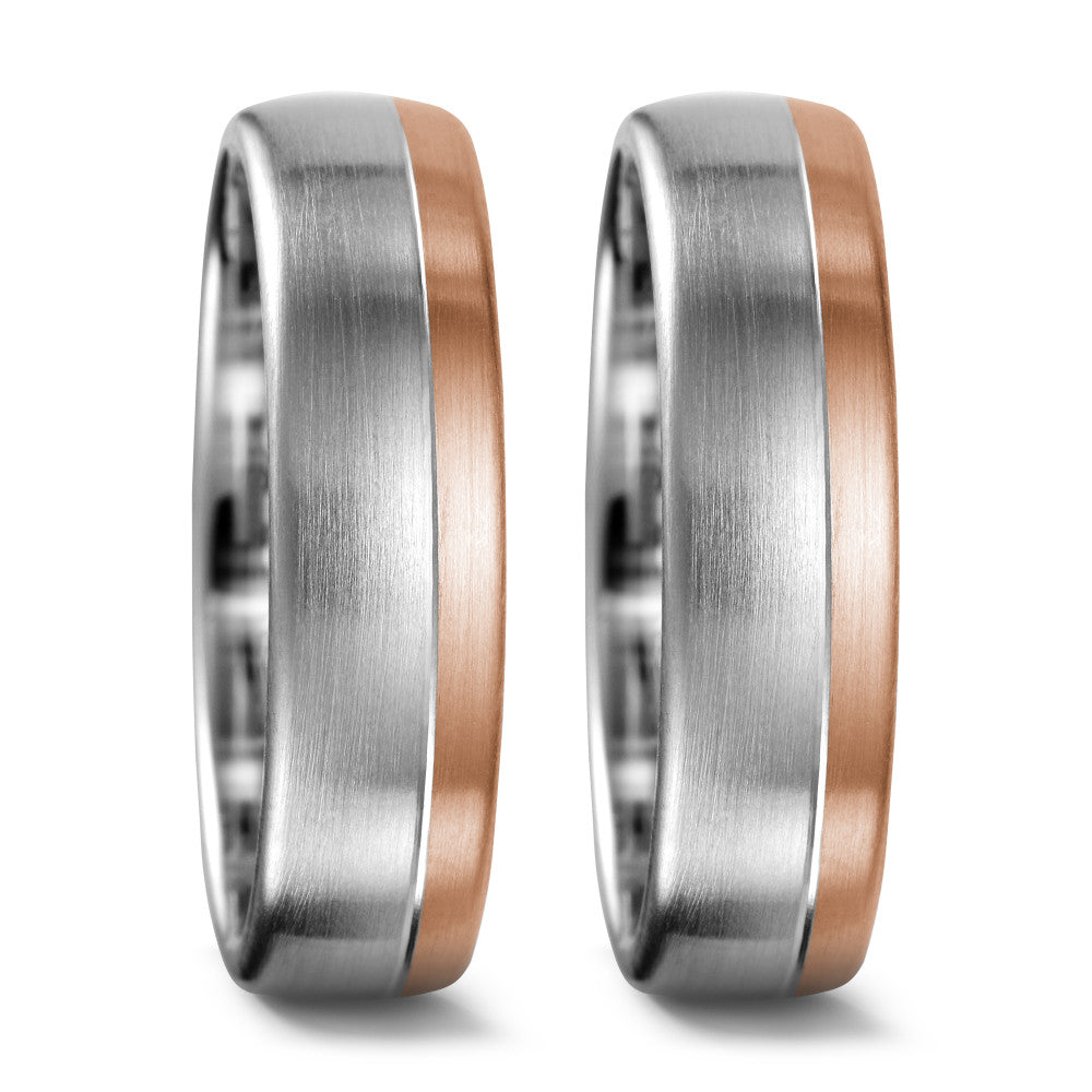 Partnerring 750/18K witgoud, 750/18K rood goud