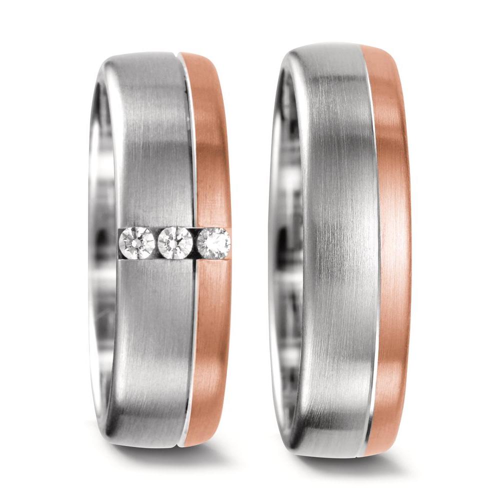 Partnerring 750/18K witgoud, 750/18K rood goud