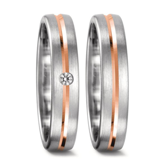 Partnerring 750/18K witgoud, 750/18K rood goud Diamant 0.04 ct, tw-vsi