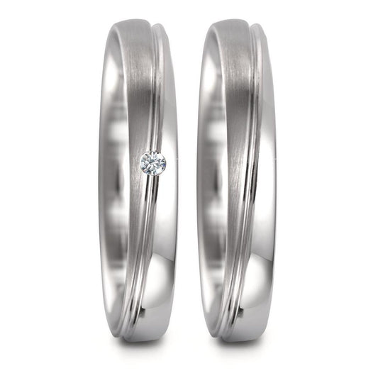 Partnerring 750/18K witgoud Diamant 0.02 ct, tw-vsi