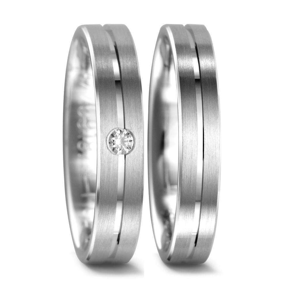 Partnerring 750/18K witgoud Diamant 0.04 ct, tw-vsi