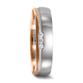 Partnerring 750/18K witgoud, 750/18K rood goud Diamant 0.045 ct, 3 Steen, w-si