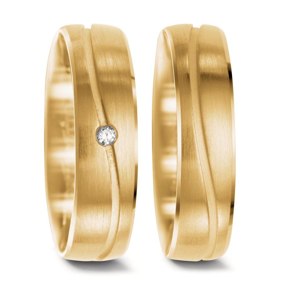 Partnerring 750/18K geel goud Diamant 0.02 ct, w-si