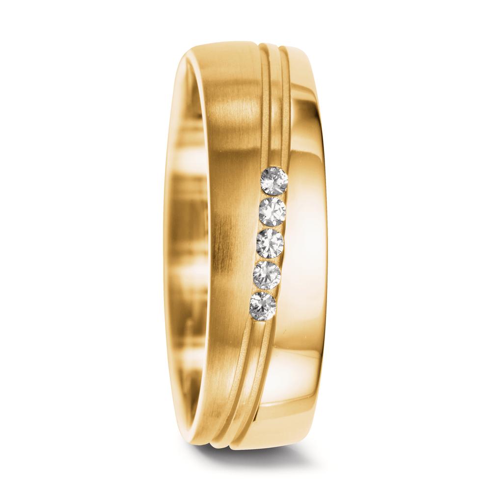 Partnerring 750/18K geel goud Diamant 0.075 ct, 5 Steen, w-si