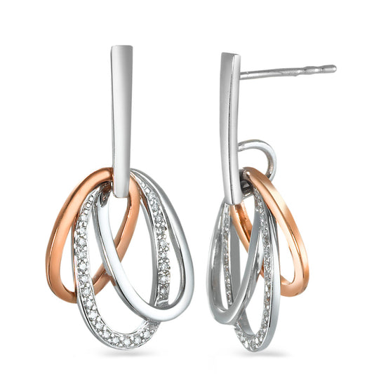 Oorbellen 750/18K witgoud, 750/18K rood goud Diamant 0.20 ct, 48 Steen, w-si