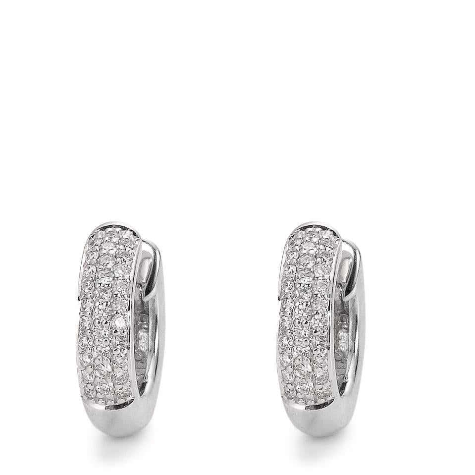 Scharnier oorringen creolen 750/18K witgoud Diamant 0.30 ct, 60 Steen, w-si