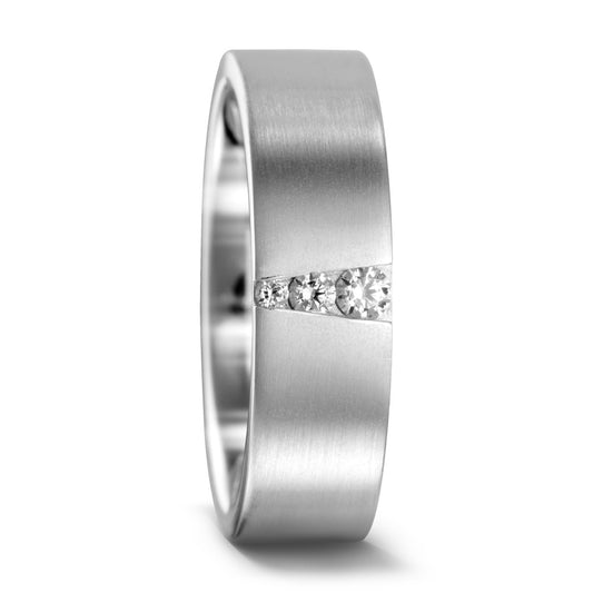 Ring 950 Palladium Diamant 0.09 ct, 3 Steen, w-si