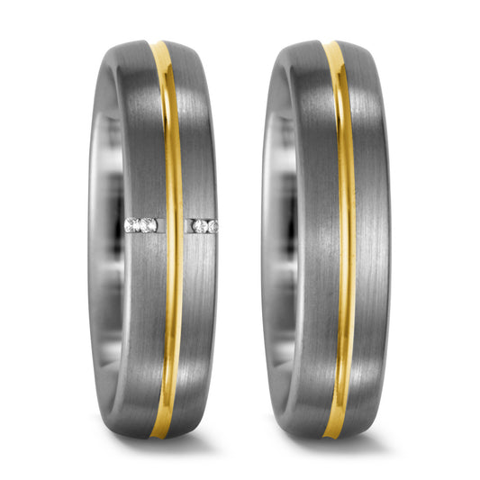 Ring 950 Palladium, 750/18K geel goud