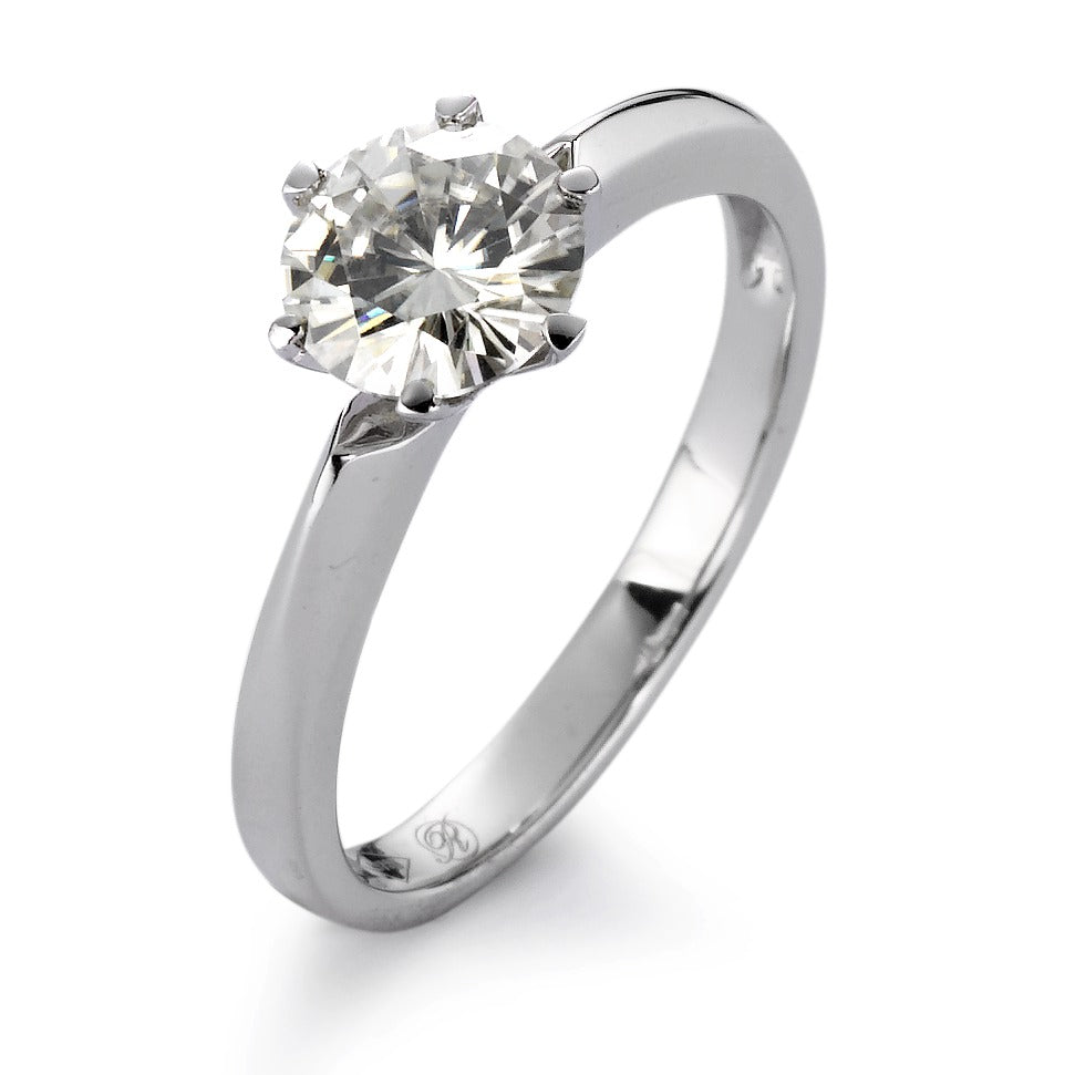 Solitaire ring 750/18K witgoud Moissaniet