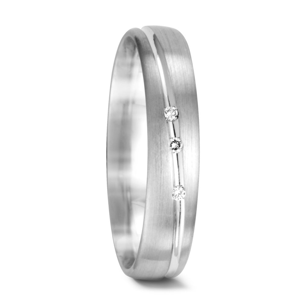 Partnerring 750/18K witgoud Diamant 0.018 ct, 3 Steen, w-si