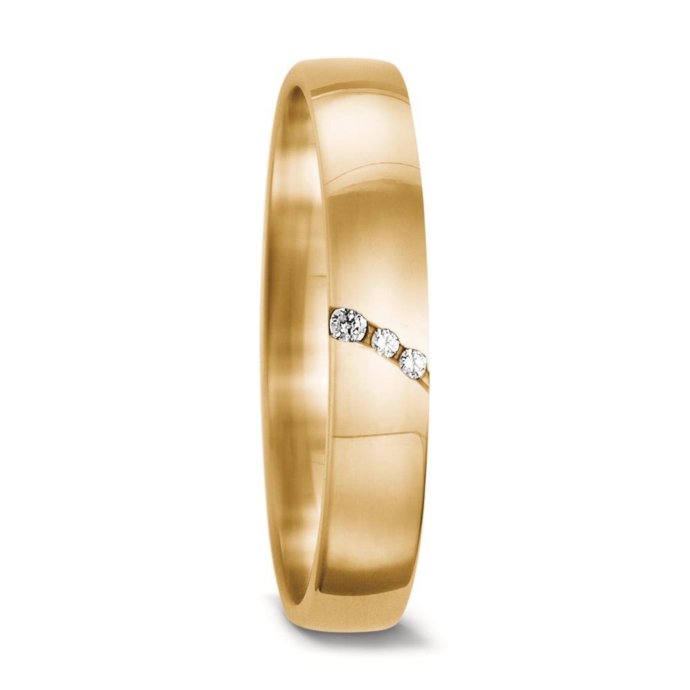 Partnerring 750/18K geel goud Diamant 0.02 ct, 3 Steen, tw-vsi