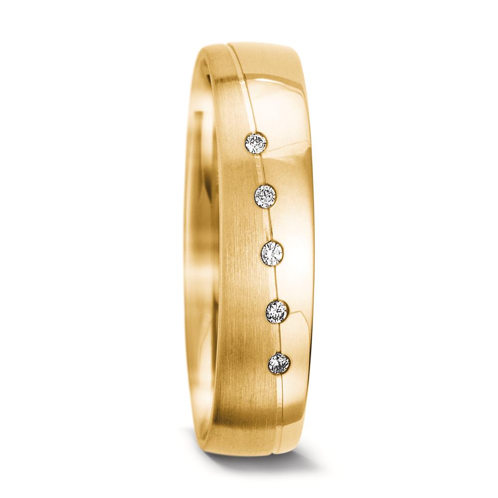 Partnerring 750/18K geel goud Diamant 0.025 ct, 5 Steen, tw-vsi