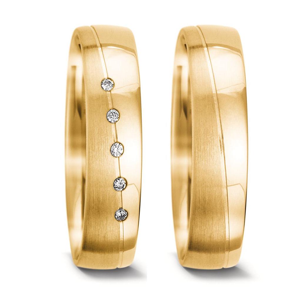 Partnerring 750/18K geel goud Diamant 0.025 ct, 5 Steen, tw-vsi