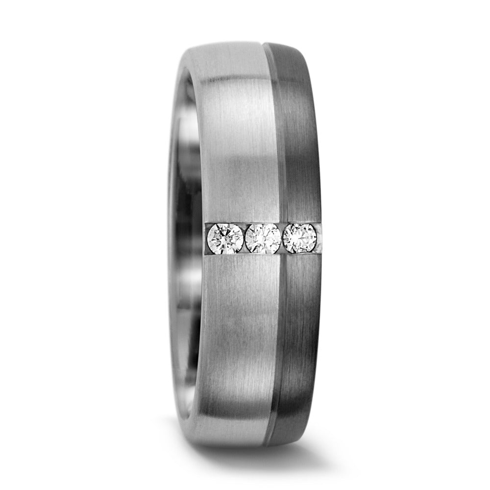 Partnerring 500 Palladium, 375/9K witgoud Diamant 0.075 ct, 3 Steen, tw-vsi