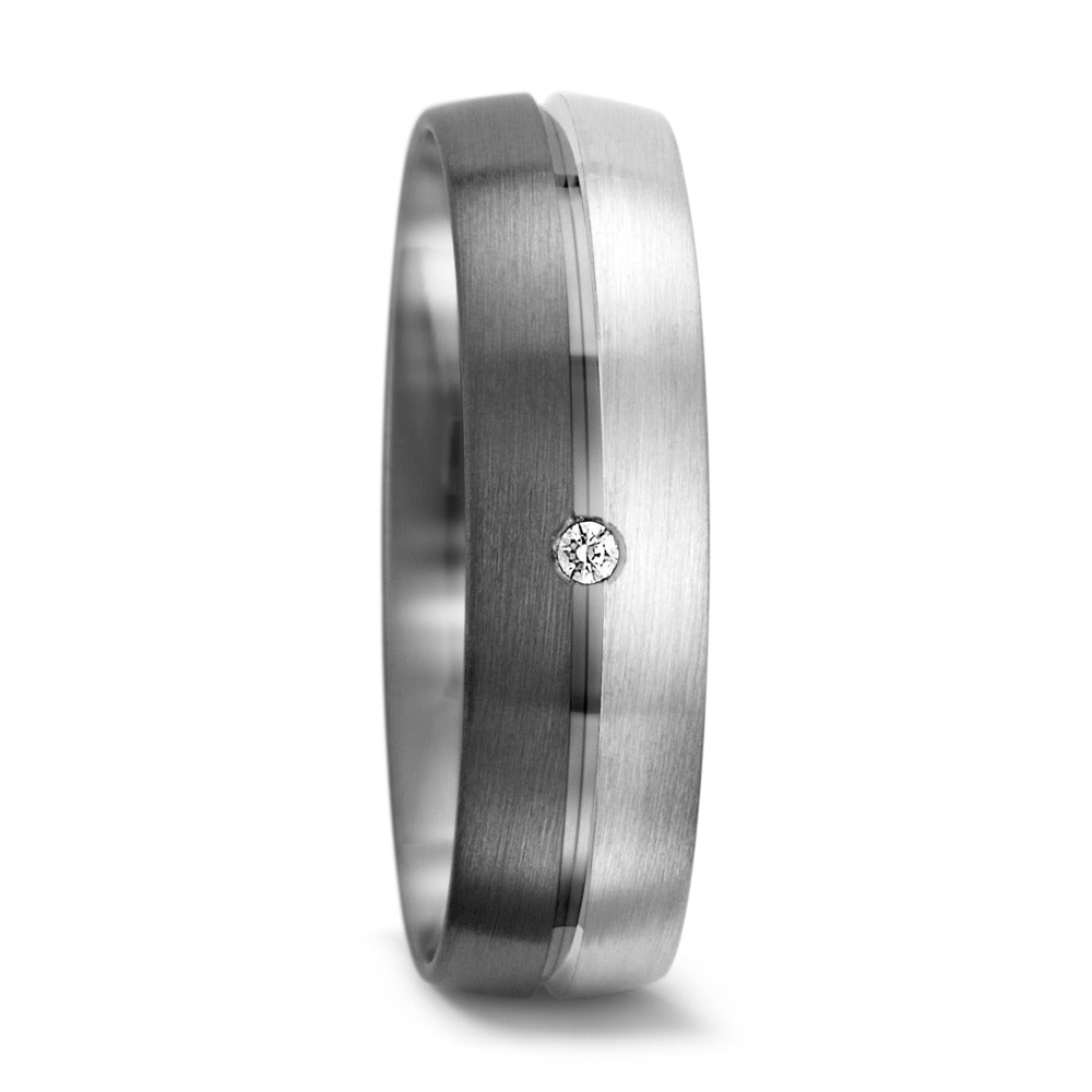 Partnerring 375/9K witgoud, 500 Palladium Diamant 0.01 ct, tw-vsi
