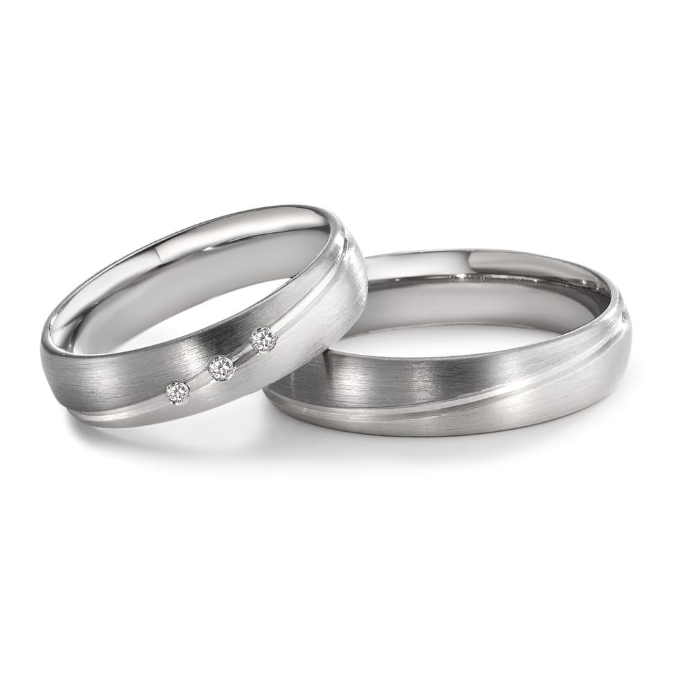 Partnerring 500 Palladium, 375/9K witgoud Diamant 0.045 ct, 3 Steen, tw-vsi