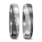 Partnerring 500 Palladium, 375/9K witgoud Diamant 0.045 ct, 3 Steen, tw-vsi