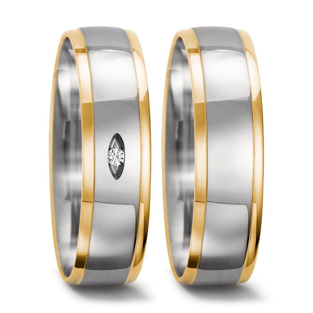 Partnerring 750/18K witgoud, 750/18K geel goud