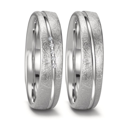 Partnerring 750/18K witgoud Diamant 0.025 ct, 5 Steen, tw-si