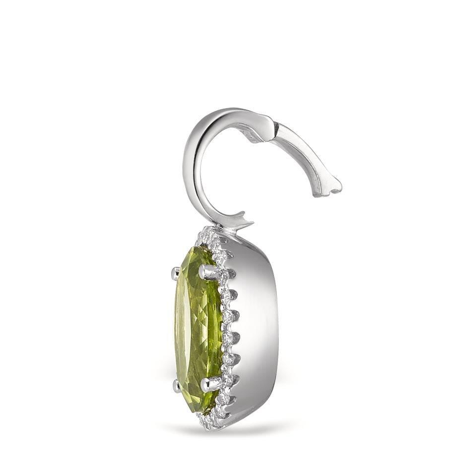 Hanger 750/18K witgoud Peridoot groente, [oval], Diamant wit, 0.15 ct, 26 Steen, tw-vsi