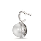 Hanger 750/18K witgoud Diamant wit, 0.19 ct, 32 Steen, [Brillant], tw-vsi zoetwater Parel wit, 12.5 mm Ø16 mm