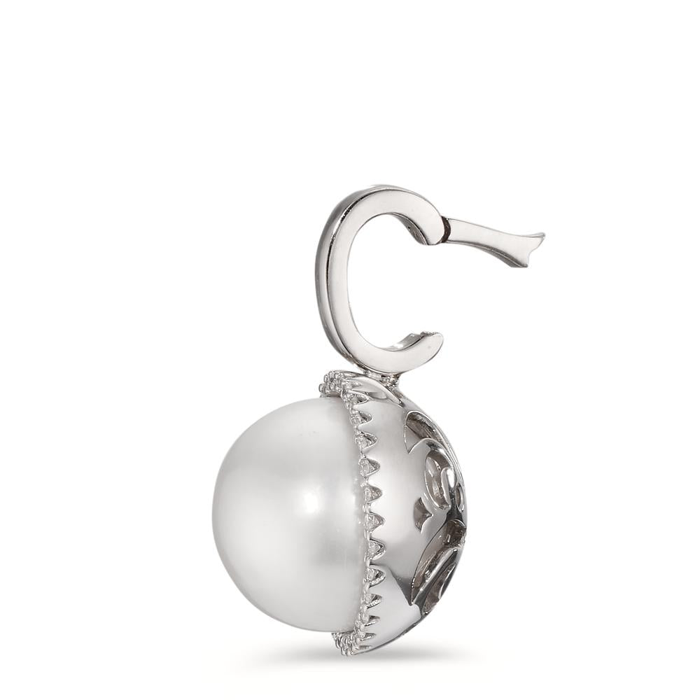 Hanger 750/18K witgoud Diamant wit, 0.19 ct, 32 Steen, [Brillant], tw-vsi zoetwater Parel wit, 12.5 mm Ø16 mm