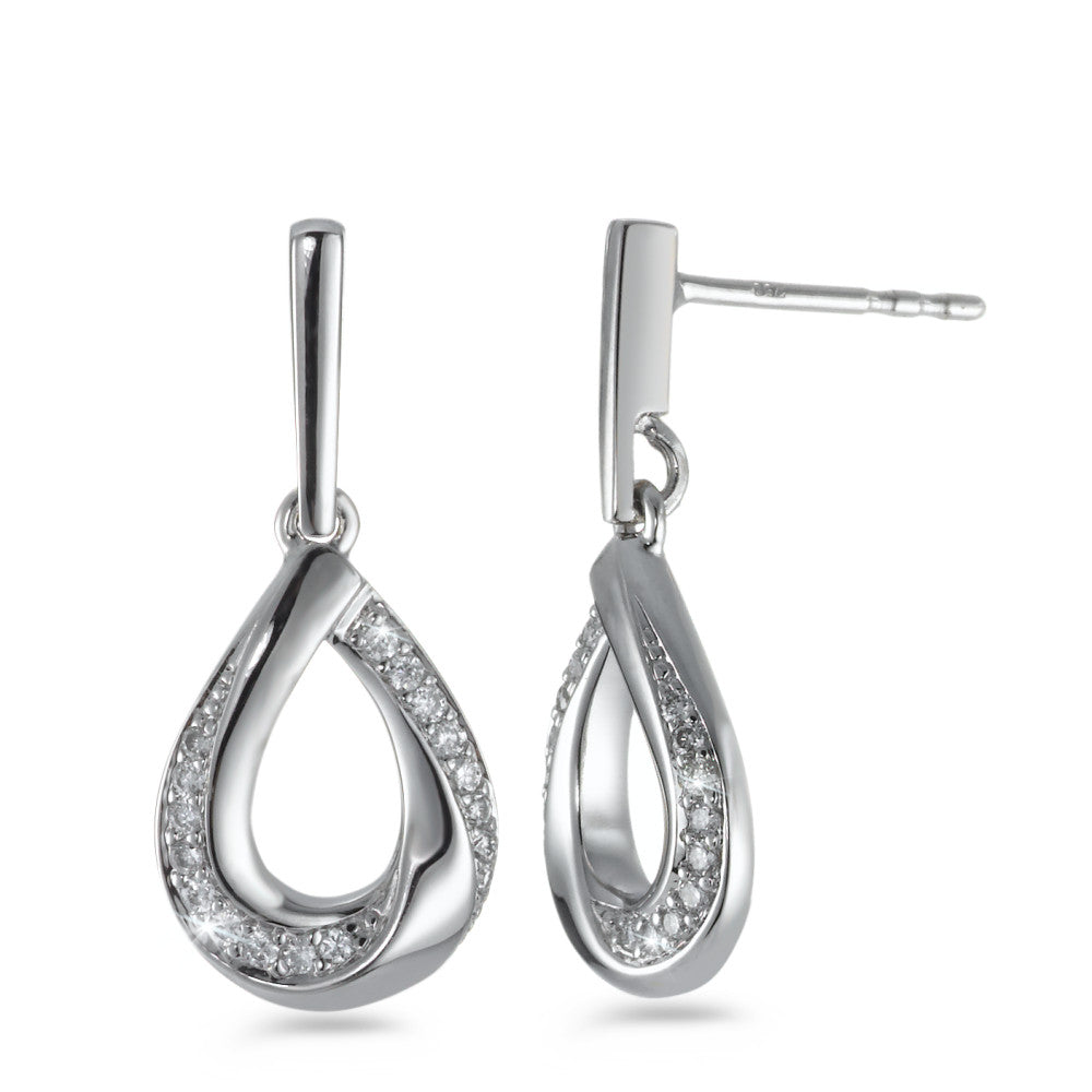 Oorbellen 750/18K witgoud Diamant wit, 0.16 ct, 34 Steen, [Brillant], w-si
