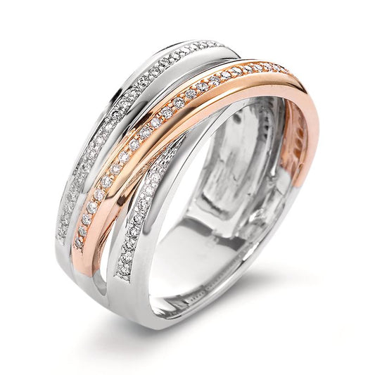 Ring 750/18K witgoud, 750/18K rood goud Diamant wit, 0.30 ct, 79 Steen, [Brillant], w-si