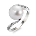 Ring 750/18K witgoud Diamant wit, 0.15 ct, 22 Steen, [Brillant], w-si zoetwater Parel, 22 Parels, 9.5 mm