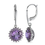 Oorbellen 750/18K witgoud Amethist paars, 38 Steen