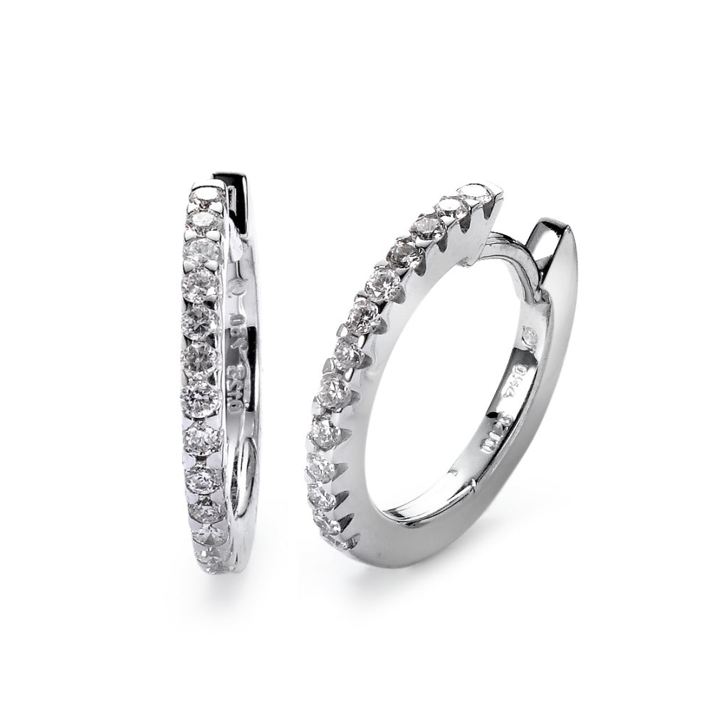 Scharnier oorringen creolen 750/18K witgoud Diamant wit, 0.25 ct, 26 Steen, [Brillant], w-si