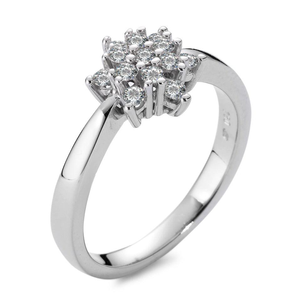 Ring 750/18K witgoud Diamant wit, 0.33 ct, 13 Steen, [Brillant], w-si Ster