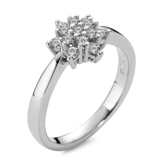 Ring 750/18K witgoud Diamant wit, 0.33 ct, 13 Steen, [Brillant], w-si Ster