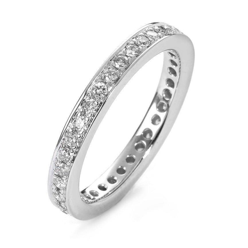 Memory ring 750/18K witgoud Diamant wit, 0.50 ct, 35 Steen, [Brillant], w-si