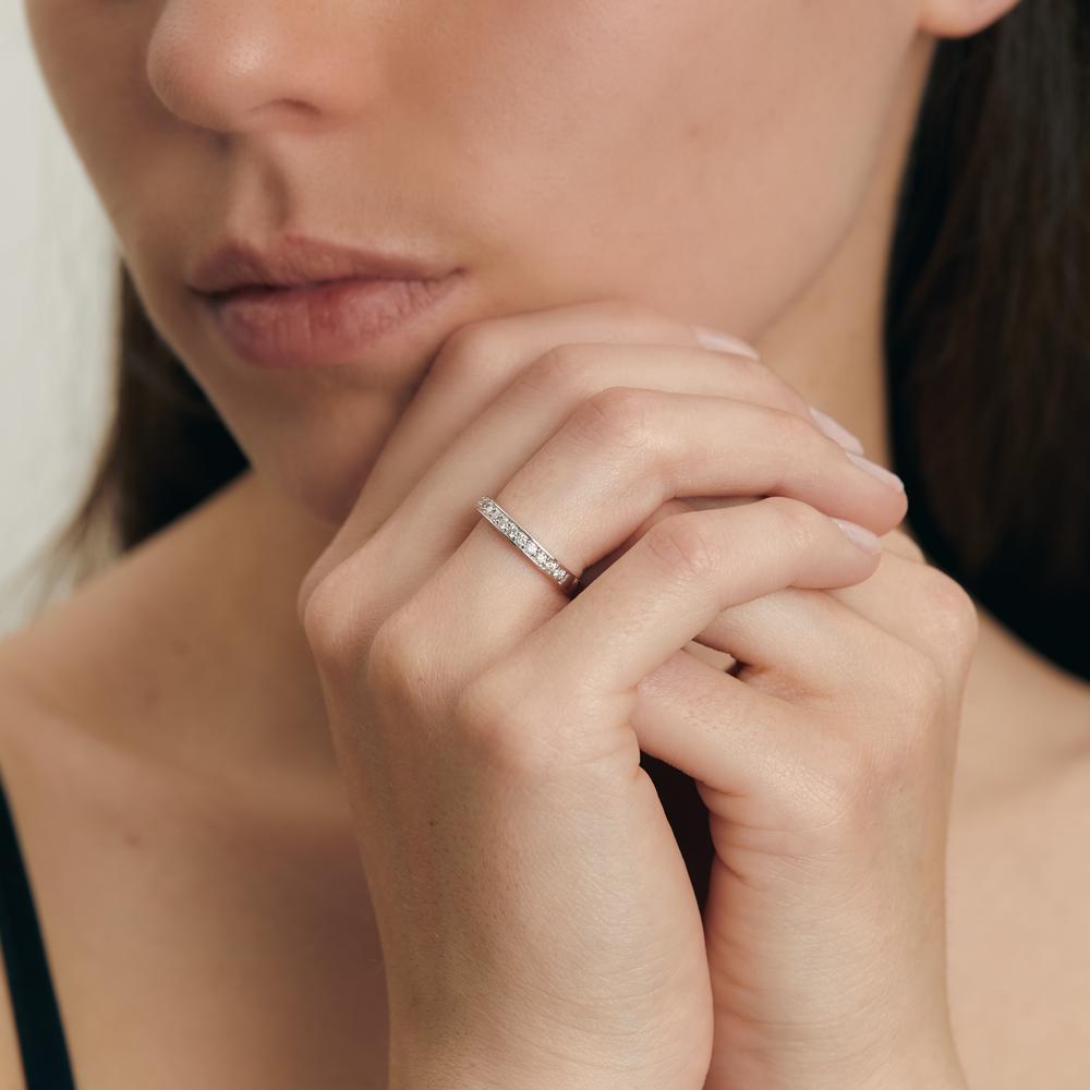 Memory ring 750/18K witgoud Diamant wit, 0.33 ct, 19 Steen, [Brillant], w-si