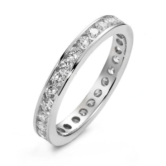 Memory ring 750/18K witgoud Diamant wit, 1 ct, 28 Steen, [Brillant], w-si