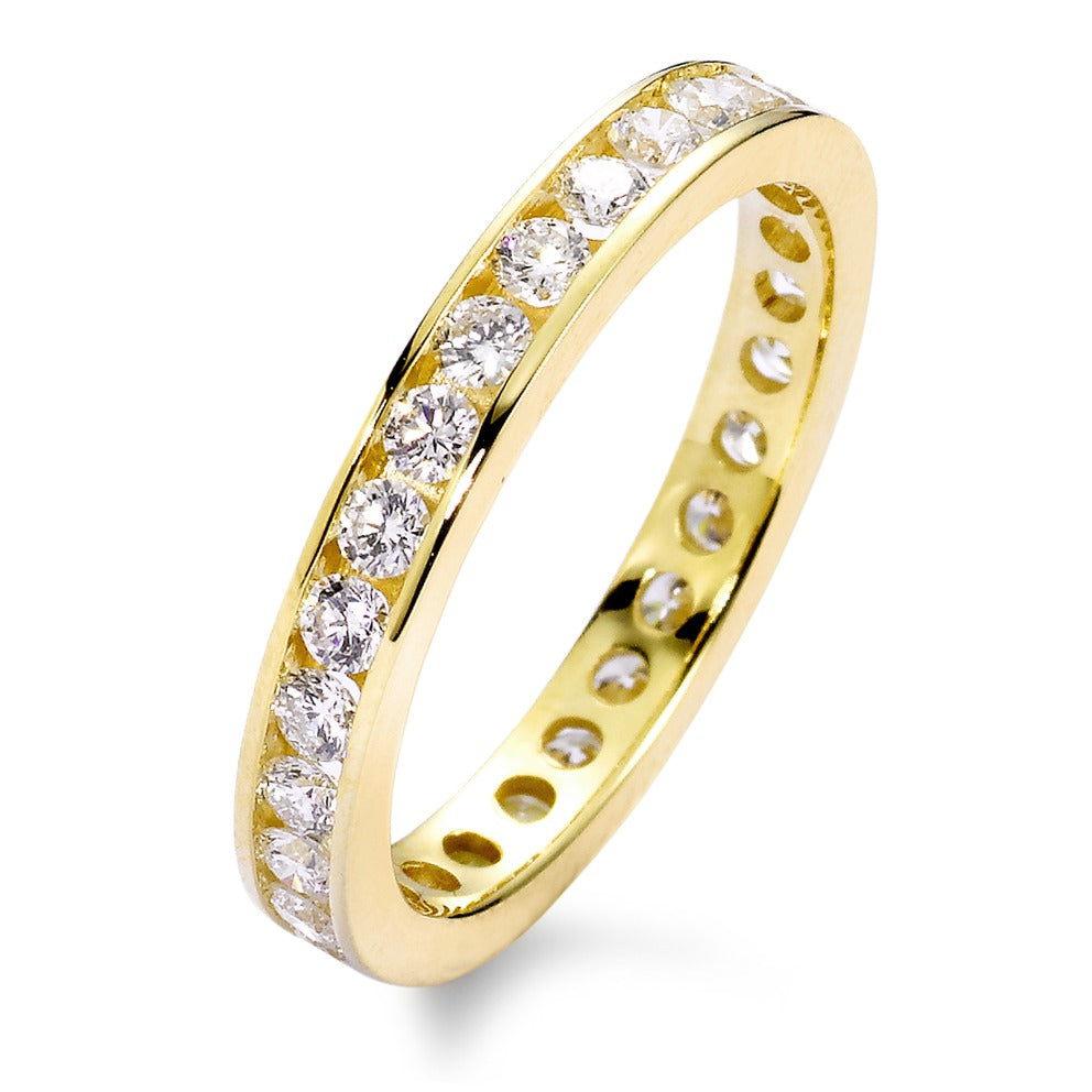 Memory ring 750/18K geel goud Diamant wit, 1 ct, 33 Steen, [Brillant], w-si