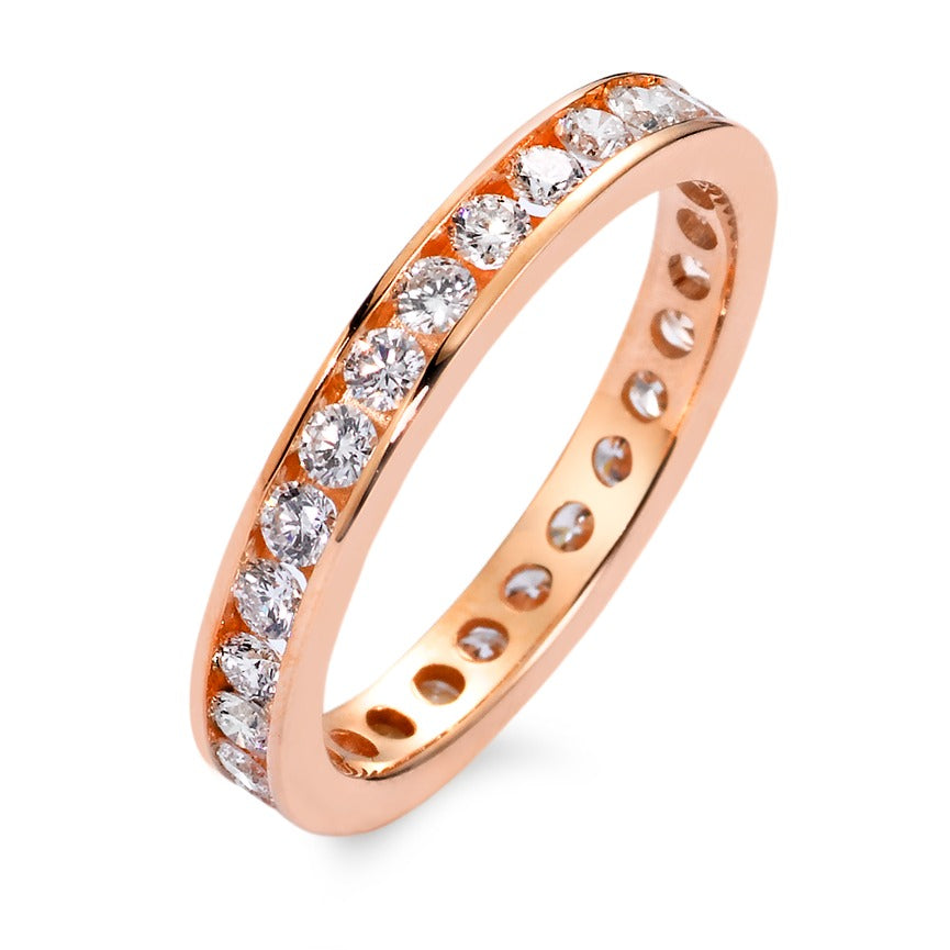 Memory ring 750/18K rood goud Diamant wit, 1 ct, 33 Steen, [Brillant], w-si