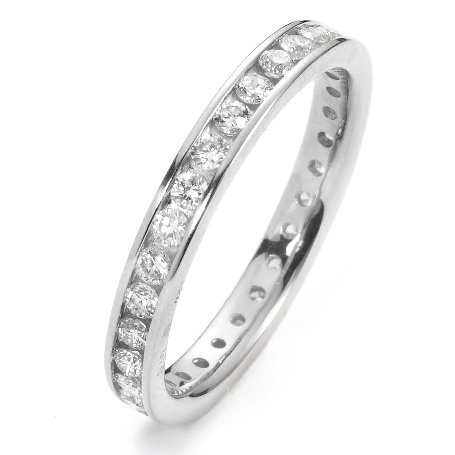 Memory ring 750/18K witgoud Diamant wit, 0.65 ct, 30 Steen, [Brillant], w-si