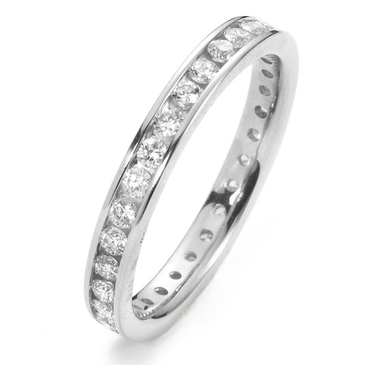 Memory ring 750/18K witgoud Diamant wit, 0.65 ct, 30 Steen, [Brillant], w-si