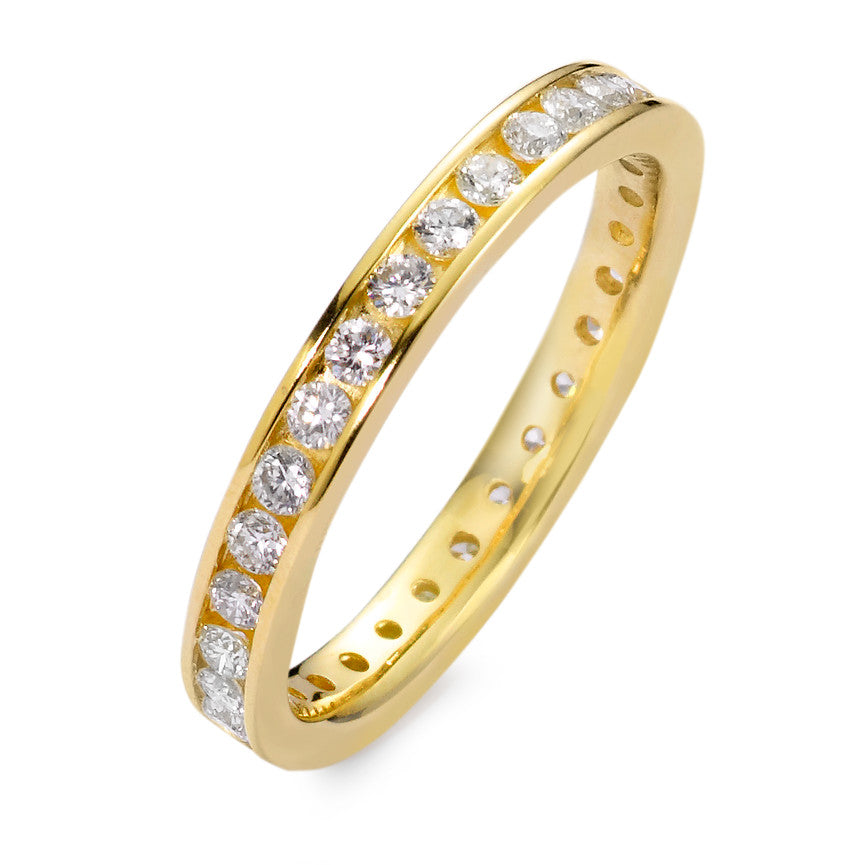 Memory ring 750/18K geel goud Diamant wit, 0.65 ct, 34 Steen, [Brillant], w-si