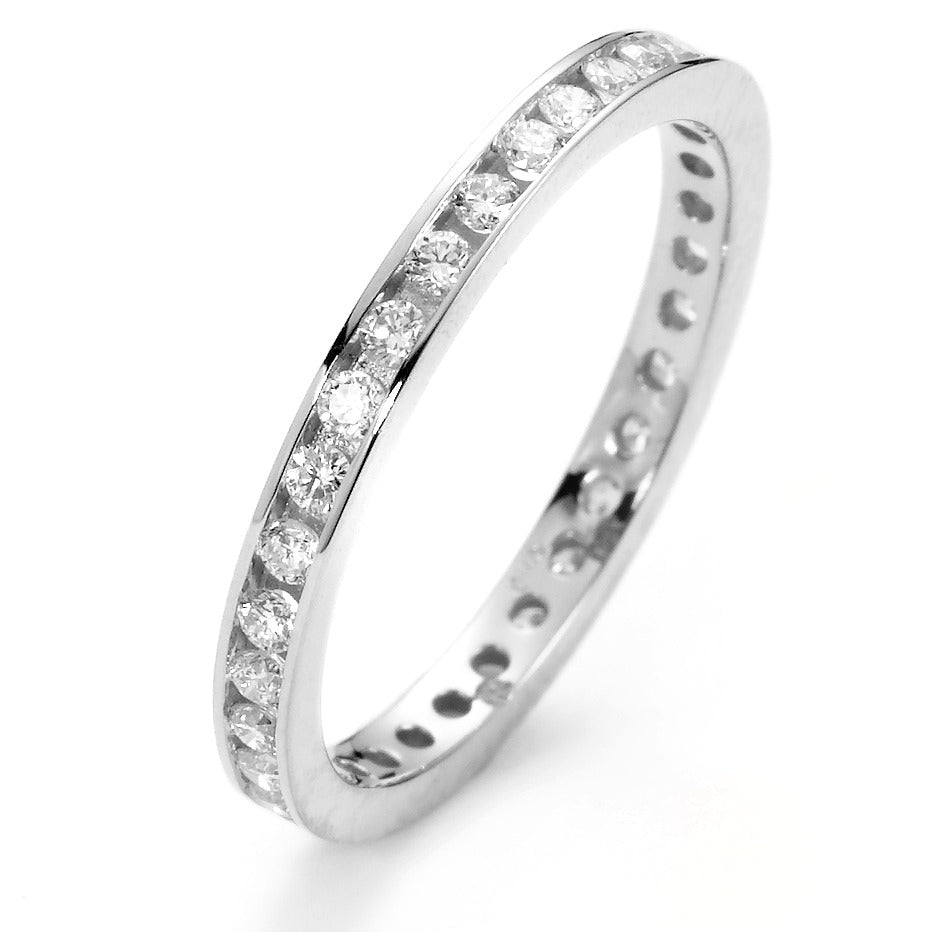 Memory ring 750/18K witgoud Diamant wit, 0.50 ct, 42 Steen, [Brillant], w-si