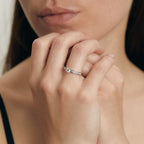 Solitaire ring 750/18K witgoud Diamant wit, 0.08 ct, 16 Steen, [Brillant], w-si, Diamant wit, 0.32 ct, [Brillant], w-si