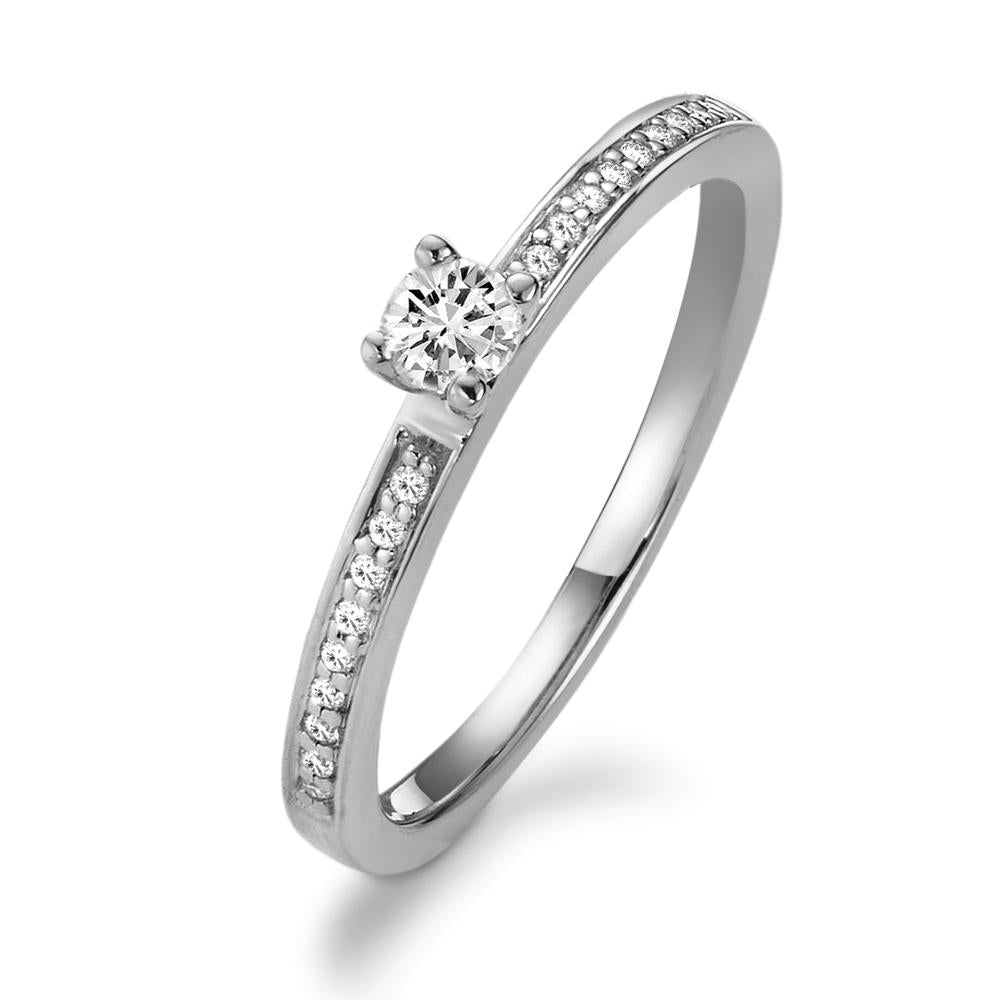 Solitaire ring 750/18K witgoud Diamant wit, 0.20 ct, [Brillant], w-si Ø3 mm