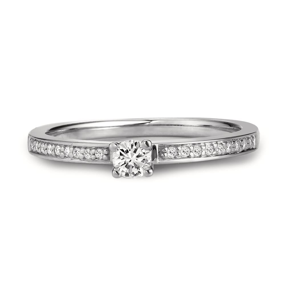 Solitaire ring 750/18K witgoud Diamant wit, 0.20 ct, [Brillant], w-si Ø3 mm