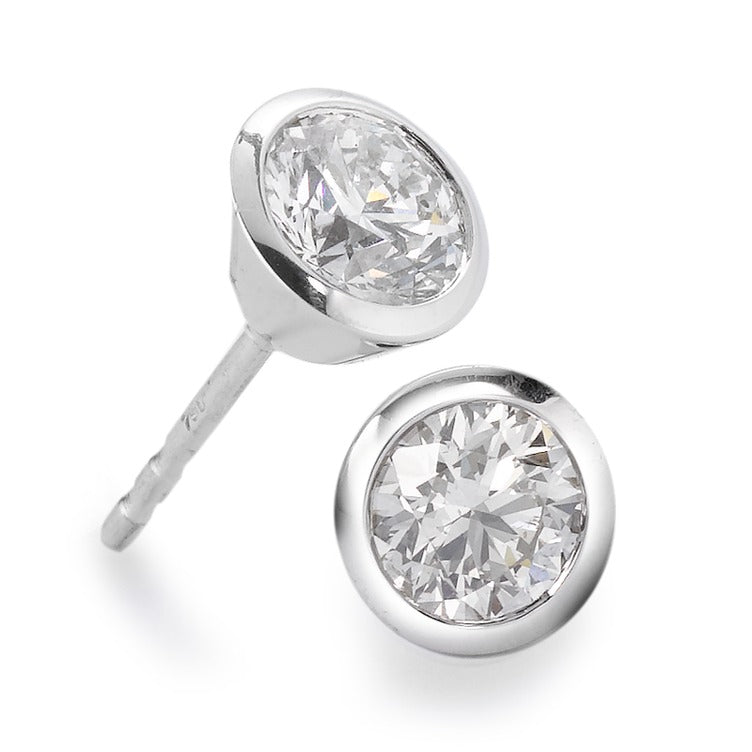Oorknoppen 750/18K witgoud Diamant wit, 0.35 ct, 2 Steen, [Brillant], w-si Ø5 mm