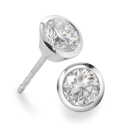 Oorknoppen 750/18K witgoud Diamant wit, 0.35 ct, 2 Steen, [Brillant], w-si Ø5 mm